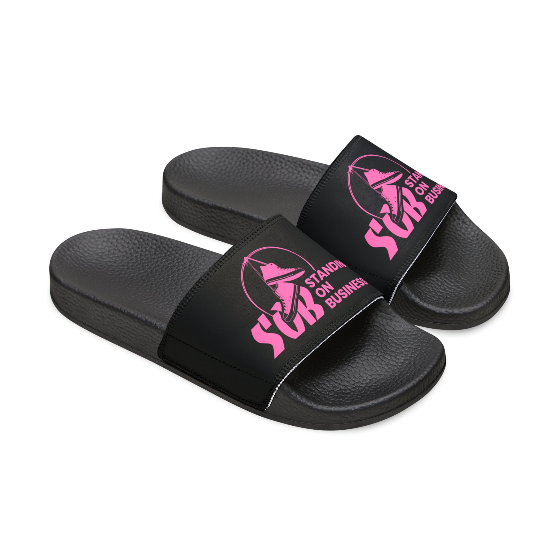 SOB Black/Pink Logo Men's PU Slide Sandals