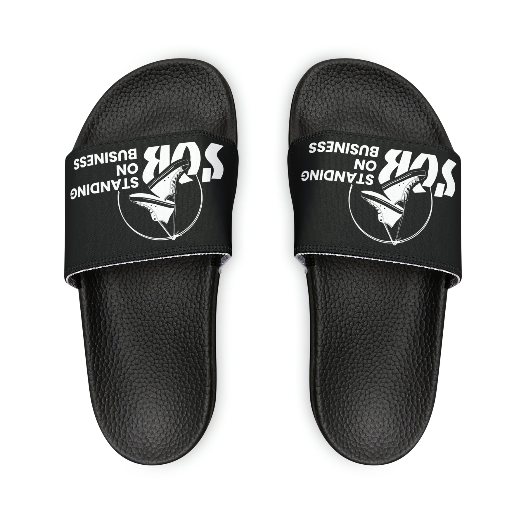 SOB Black/White Logo Men's PU Slide Sandals