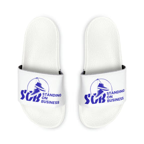 SOB White/Blue Logo Men's PU Slide Sandals