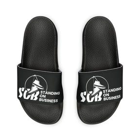 SOB Black/White Logo Men's PU Slide Sandals