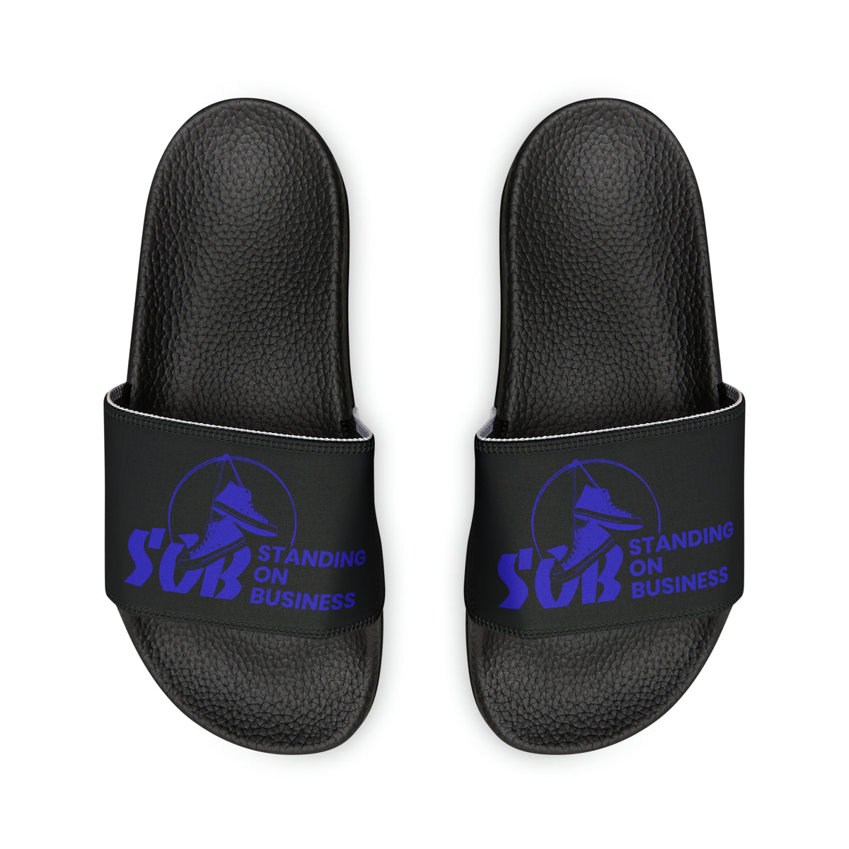 SOB Black/Blue Logo Men's PU Slide Sandals
