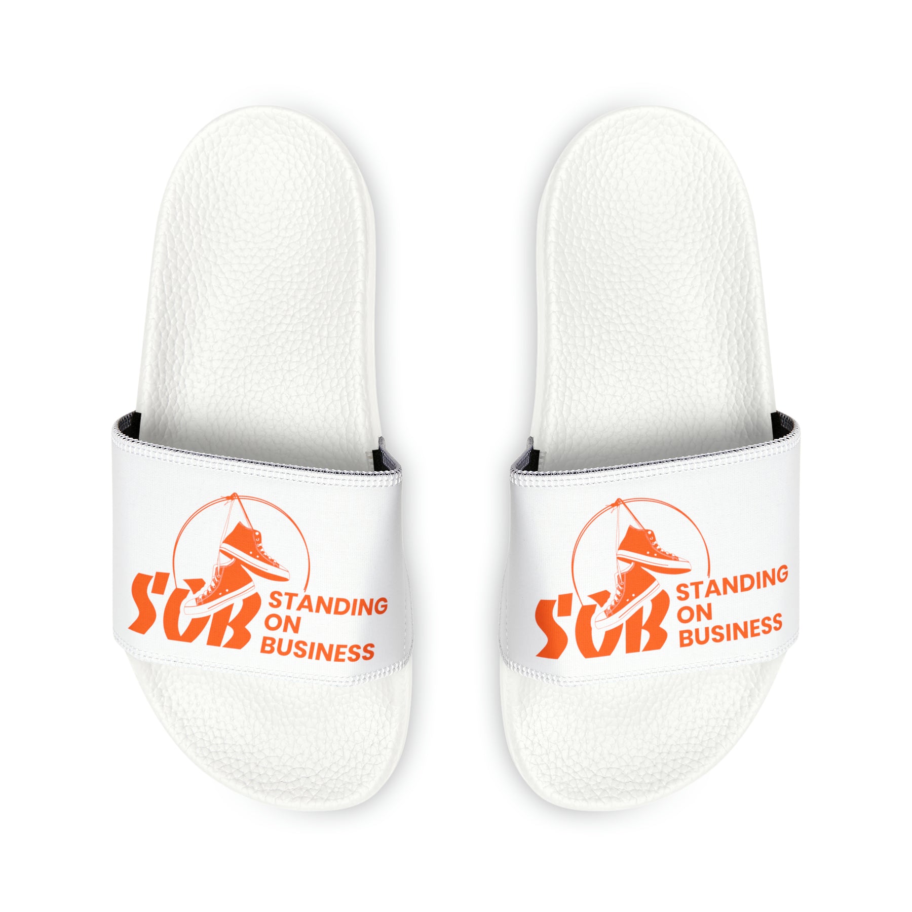 SOB White/Orange Logo Men's PU Slide Sandals