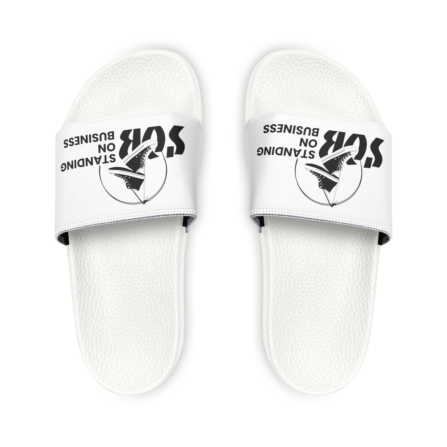 SOB White/Black Logo Men's PU Slide Sandals