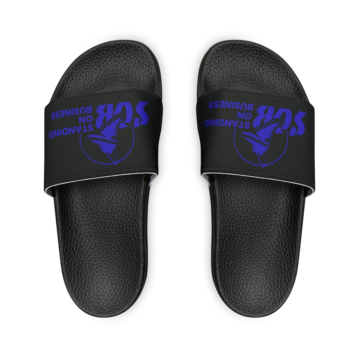 SOB Black/Blue Logo Men's PU Slide Sandals