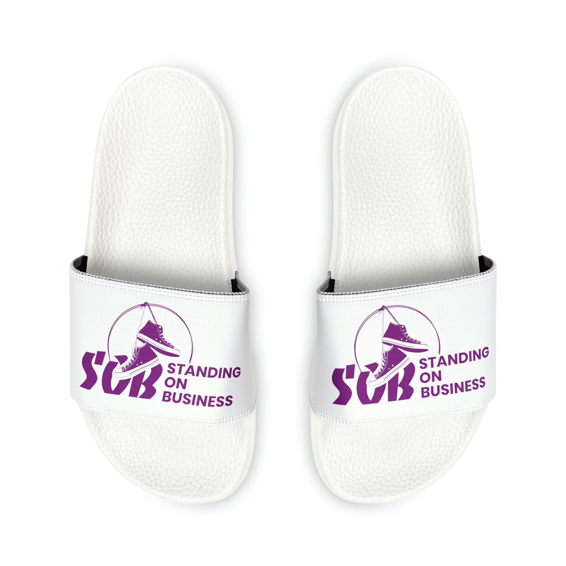 SOB White/Purple Logo Men's PU Slide Sandals